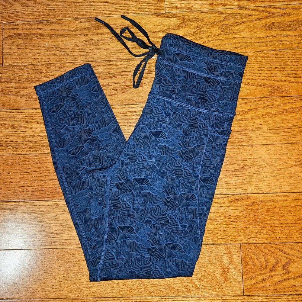 ZYIA Pocket Drawstring Luxe Hi-rise 7/8 24" Leggings - Womens 8-10 - Navy - NWOT